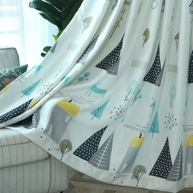 Mørklægningsgardin til børneværelse med skovdyr