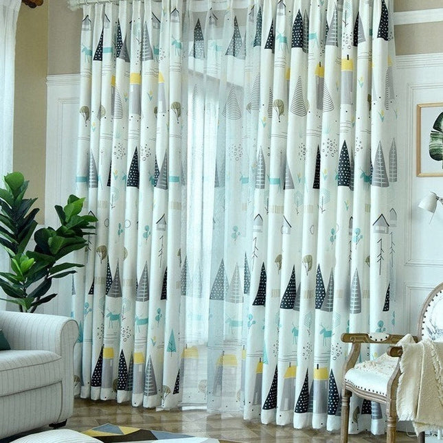 Mørklægningsgardin til børneværelse med skovdyr