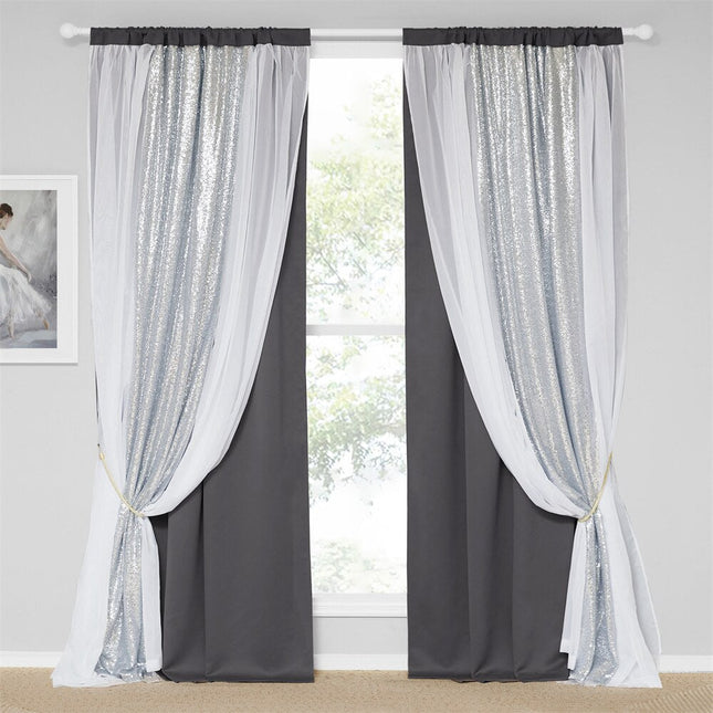 Mørklægningsgardin med sølv pailletter