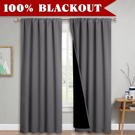 Meleret gråt mørklægningsgardin i stof