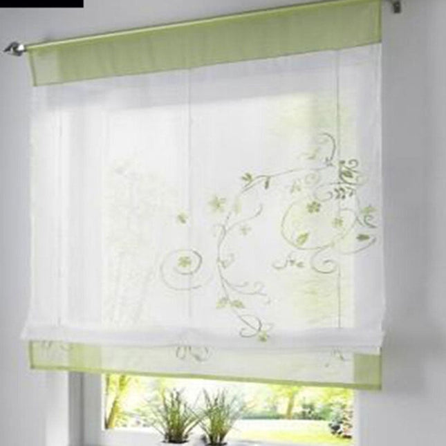 Foldegardin med elegant blomsterbroderi
