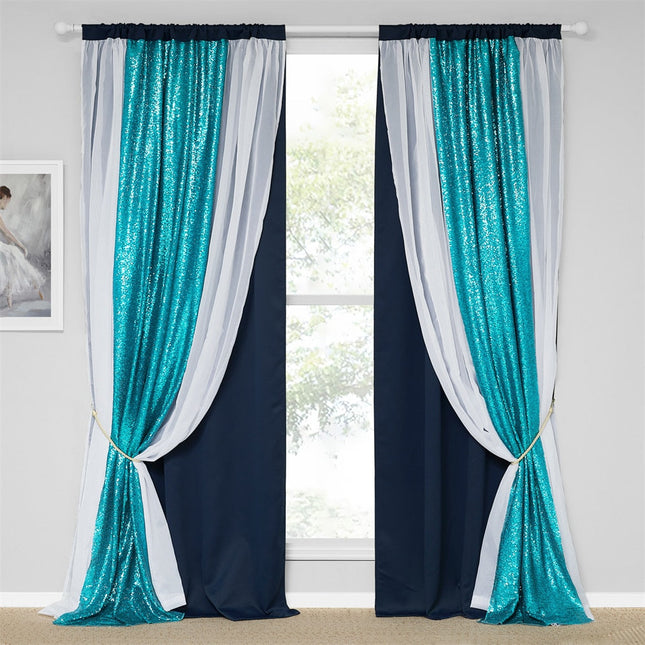 Mørklægningsgardin med sølv pailletter