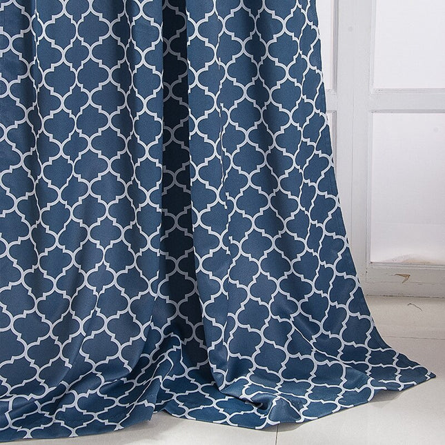 Blåt gardin med marokkansk mønster