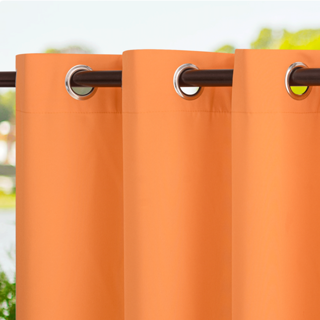 Orange havegardin til terrasse og pavillon