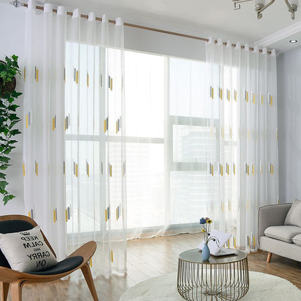 Moderne broderet gennemsigtigt gardin