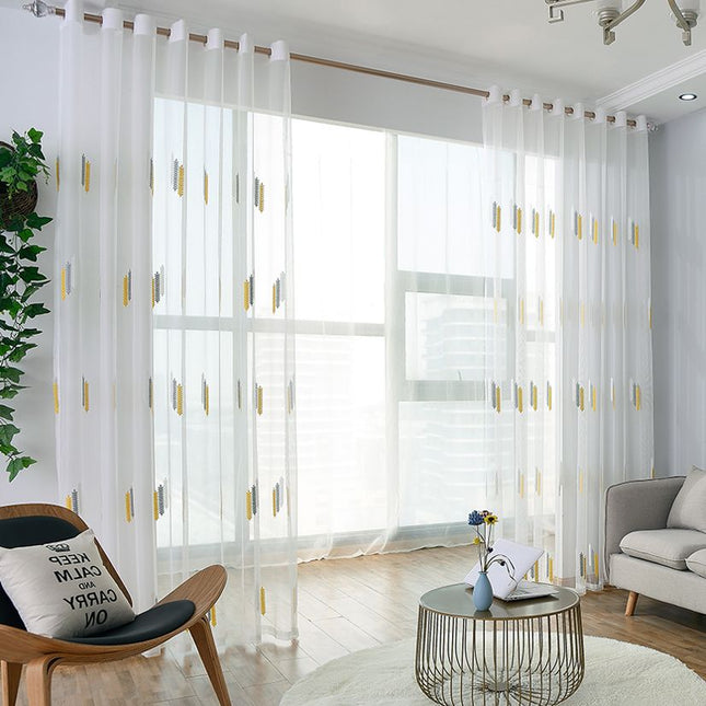 Moderne broderet gennemsigtigt gardin