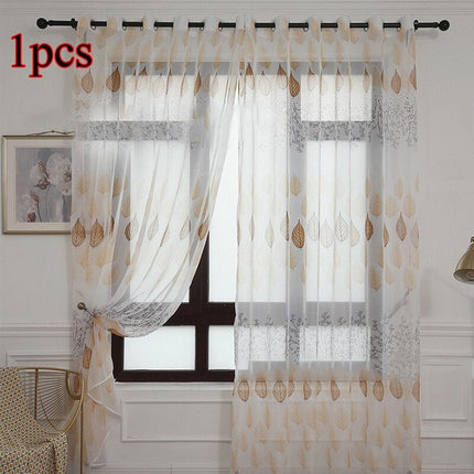 Gennemsigtigt gardin med kaffefarvede blade