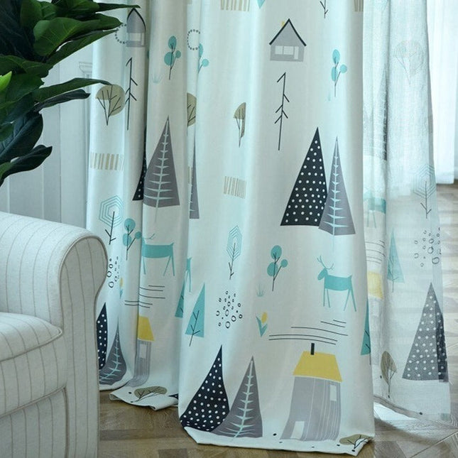 Mørklægningsgardin til børneværelse med skovdyr