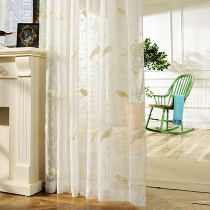 Let hørlook-gardin med fuglebroderi