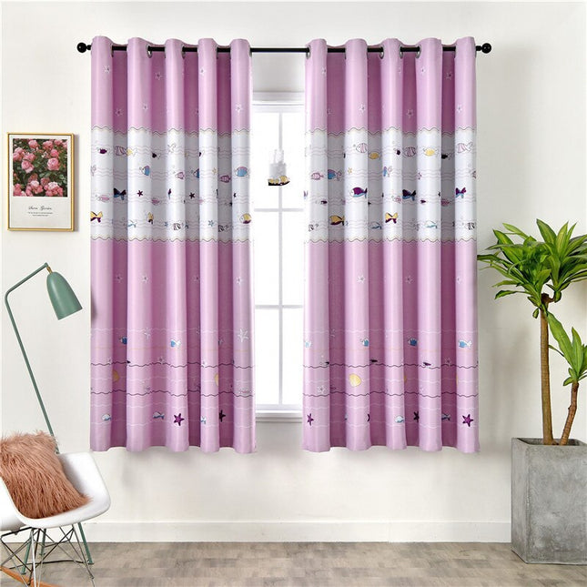 Børnegardin med fiskemotiv til piger