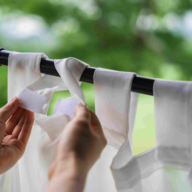 Udendørs gardin med stropper til altan