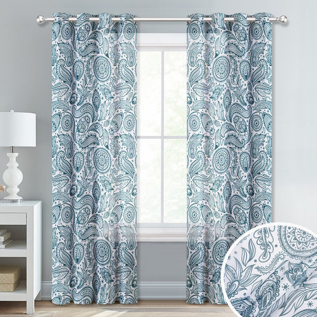 Let gardin med brunt paisley-mønster