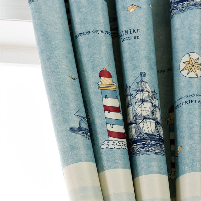 Gardin med maritimt mønster til børneværelse