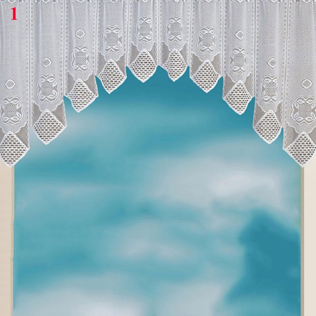 Køkkengardin i blonder med buekant