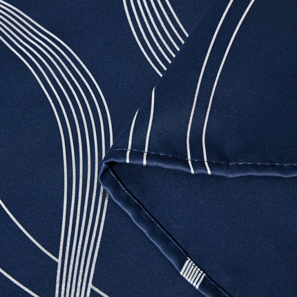 Blåt mørklægningsgardin med sølvbølger