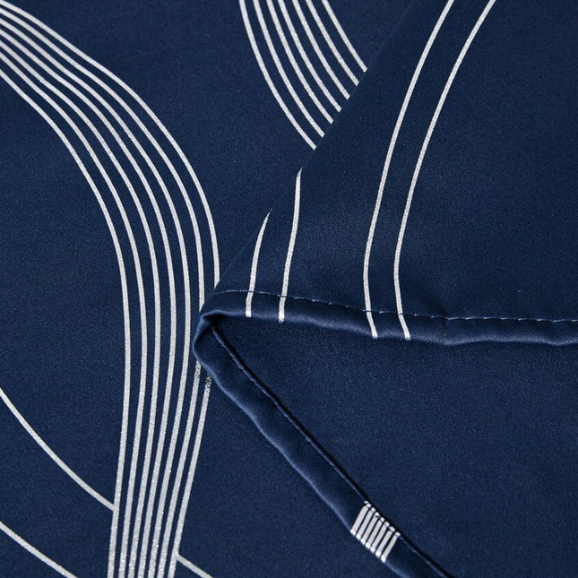 Blåt mørklægningsgardin med sølvbølger