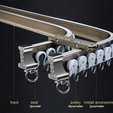 Fleksibel buet gardinskinne til loft