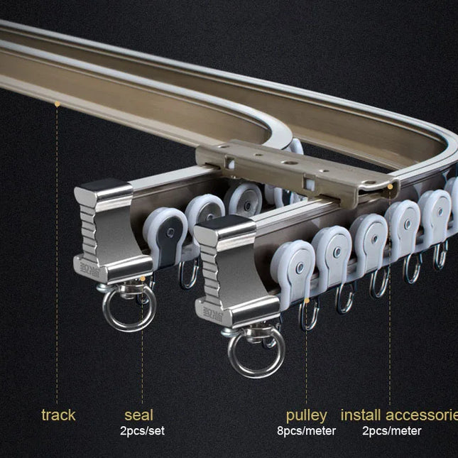 Fleksibel buet gardinskinne til loft