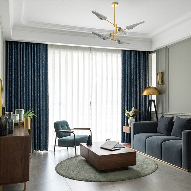 Midnatsblåt mørklægningsgardin med struktur