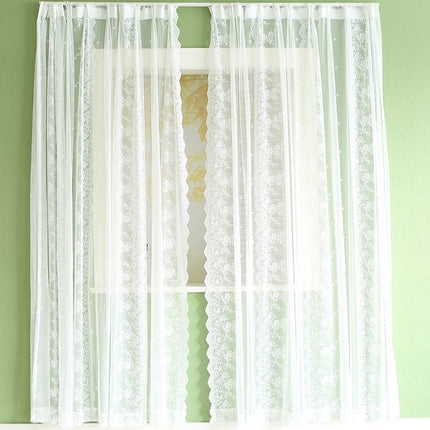 Hvidt gennemsigtigt gardin med blonder