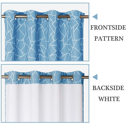 Mørklægningsgardin med hvidt geometrisk mønster