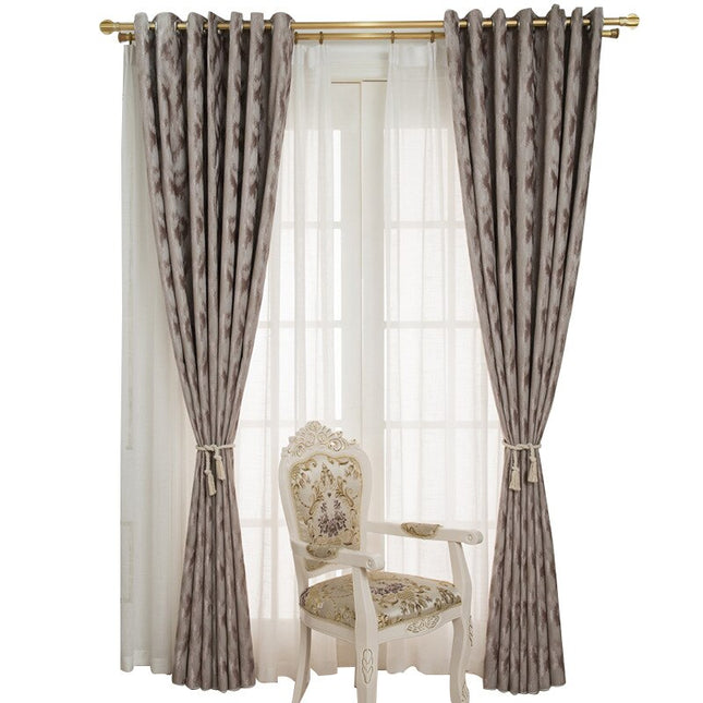 Gråbrunt mørklægningsgardin med moderne tekstur