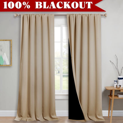 Klassisk beige mørklægningsgardin i stof