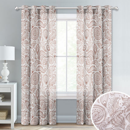 Let gardin med brunt paisley-mønster