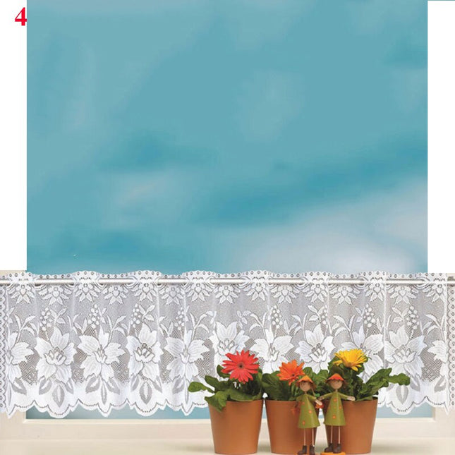 Køkkengardin i blonder med buekant