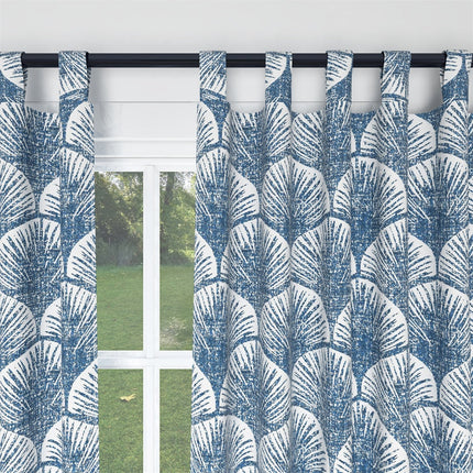 Gardin med blåt art deco mønster