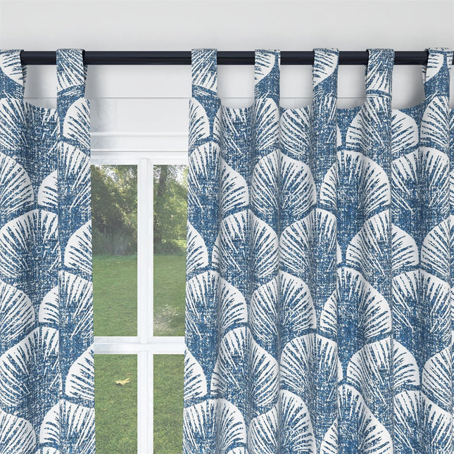 Gardin med blåt art deco mønster