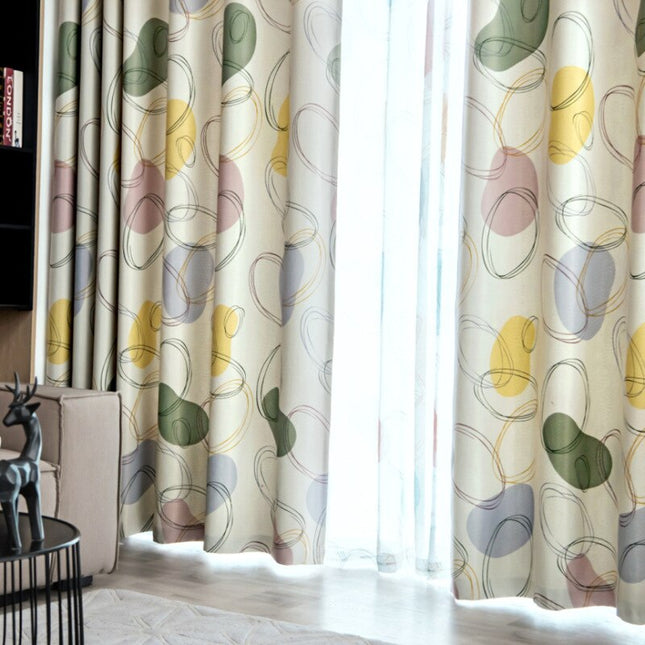 Gardin med grønt og lime mønster