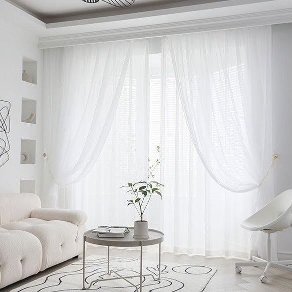 Klassisk hvidt gennemsigtigt gardin til stue