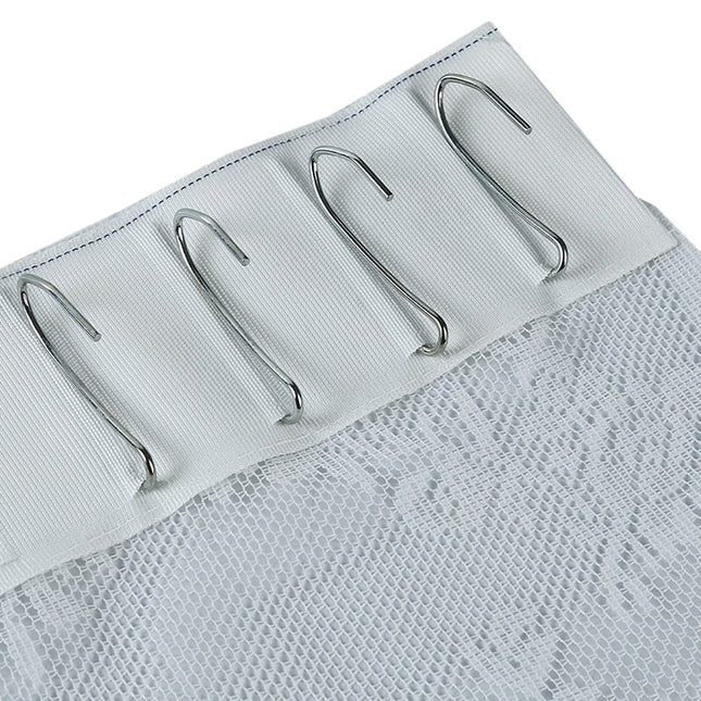 Hvidt blonde-gardin med blomstermotiv