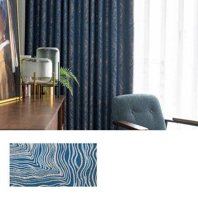 Midnatsblåt mørklægningsgardin med struktur