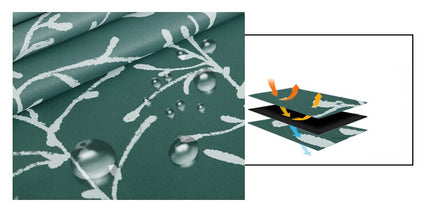 Udendørs gardin med grønt plantemotiv