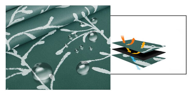 Udendørs gardin med grønt plantemotiv