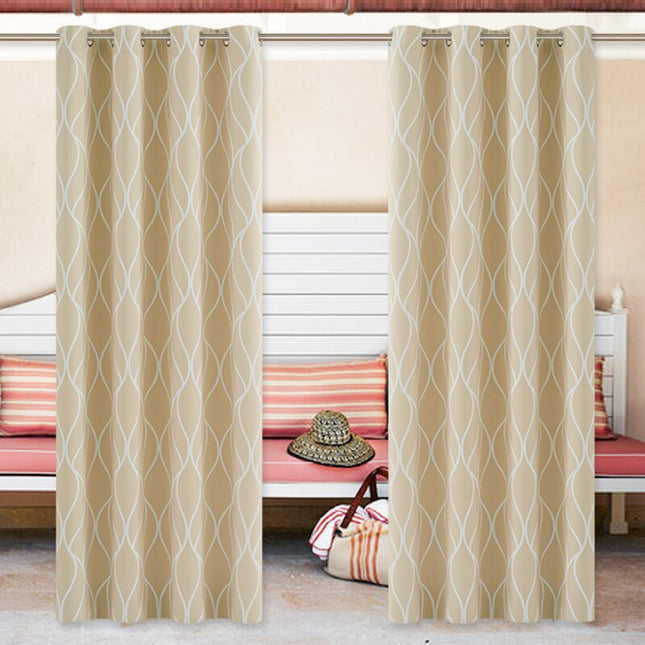 Lyst udendørs gardin med bølgemønster