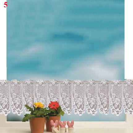 Køkkengardin i blonder med buekant