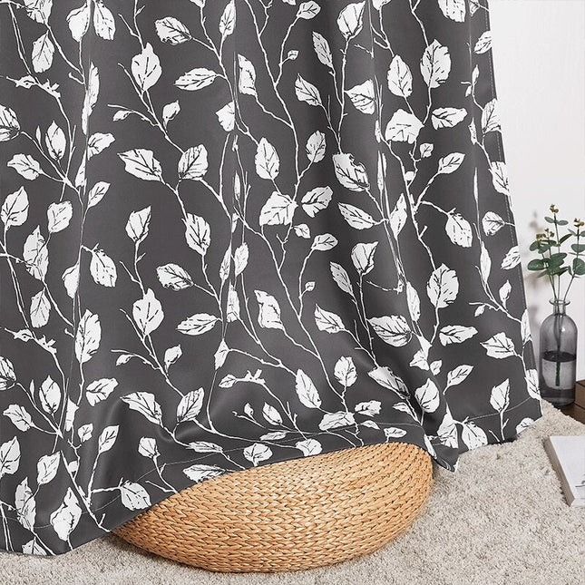 Udendørs gardin med hvidt bladmotiv