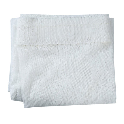 Hvidt blonde-gardin med blomstermotiv