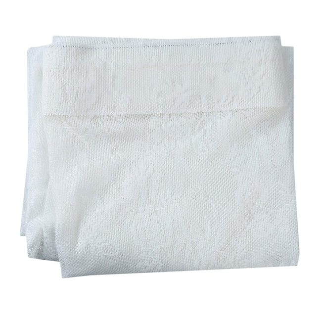 Hvidt blonde-gardin med blomstermotiv