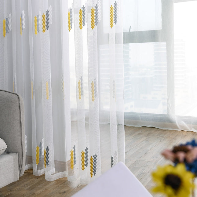 Moderne broderet gennemsigtigt gardin