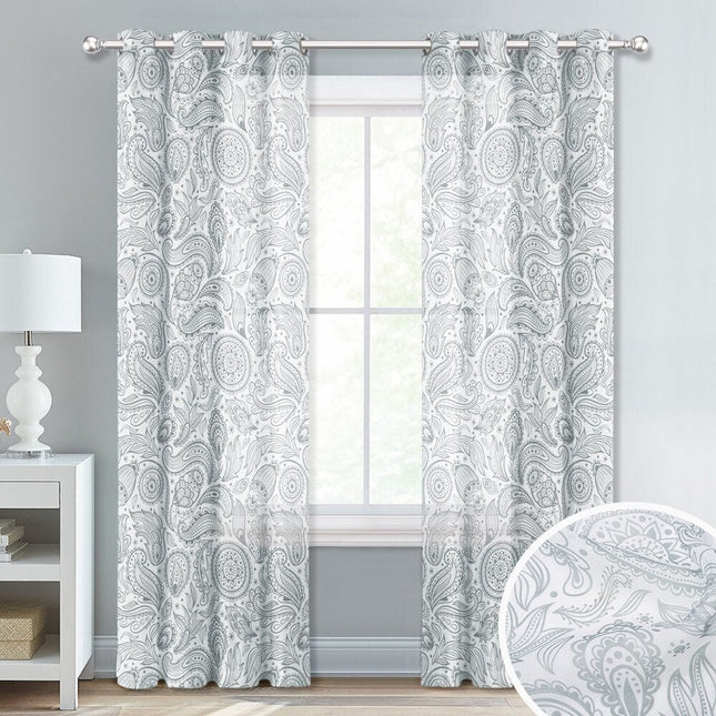 Let gardin med brunt paisley-mønster