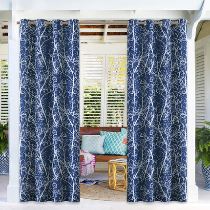 Udendørs gardin med abstrakt træmønster