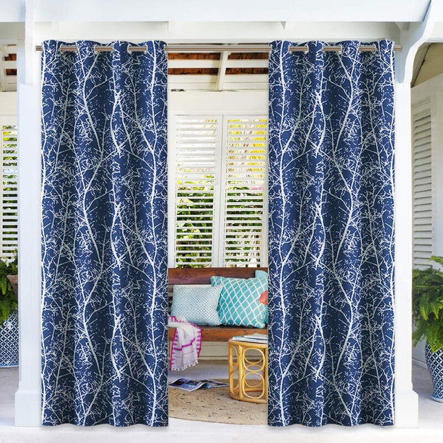 Udendørs gardin med abstrakt træmønster