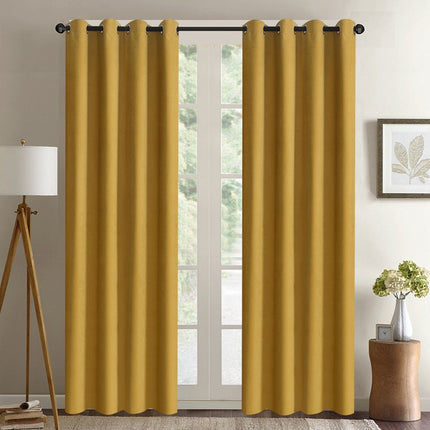 Gult mørklægningsgardin med flot tekstur