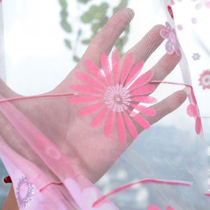 Lyserødt let gardin med blomsterprint