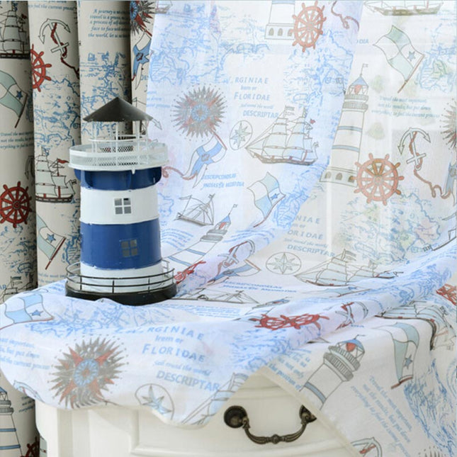 Let gardin med maritimt print