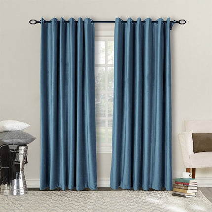 Blåt mørklægningsgardin i satin look